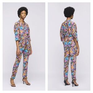 Stella McCartney Sophie Silk Set Dark Floral Top Pants IT40 US4 Top & Bottom ⚪️